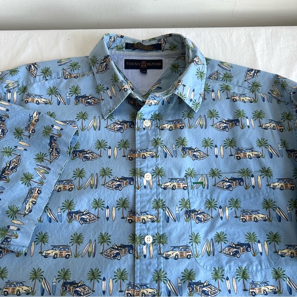 Tommy Hilfiger Hawaiian Surf Board Novelty Print Button Down Shirt - Picture 3 of 13